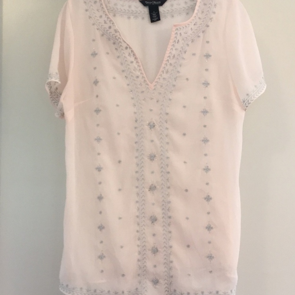 WHBM Blush/Light Pink Sheer Top